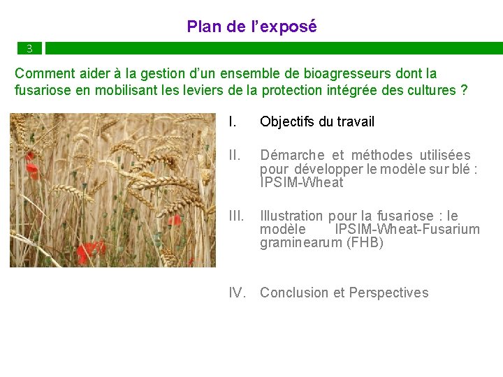 Plan de l’exposé 3 Comment aider à la gestion d’un ensemble de bioagresseurs dont