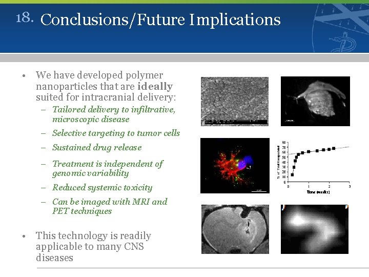 18. Conclusions/Future Implications • We have developed polymer nanoparticles that are ideally suited for
