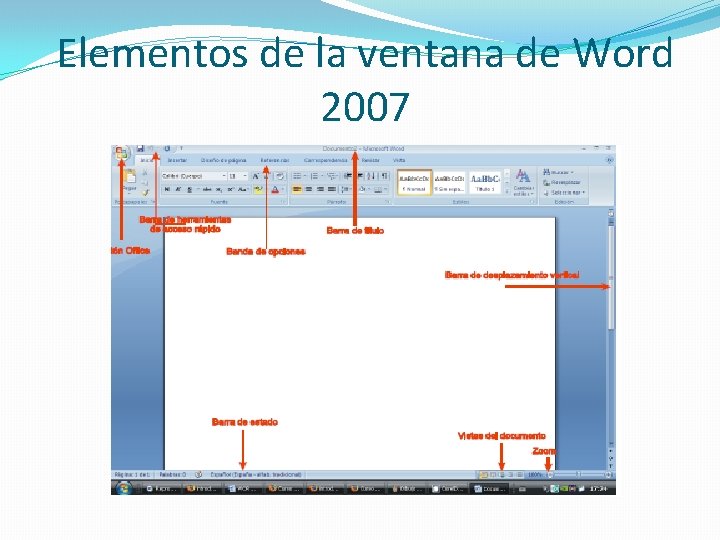 Elementos de la ventana de Word 2007 