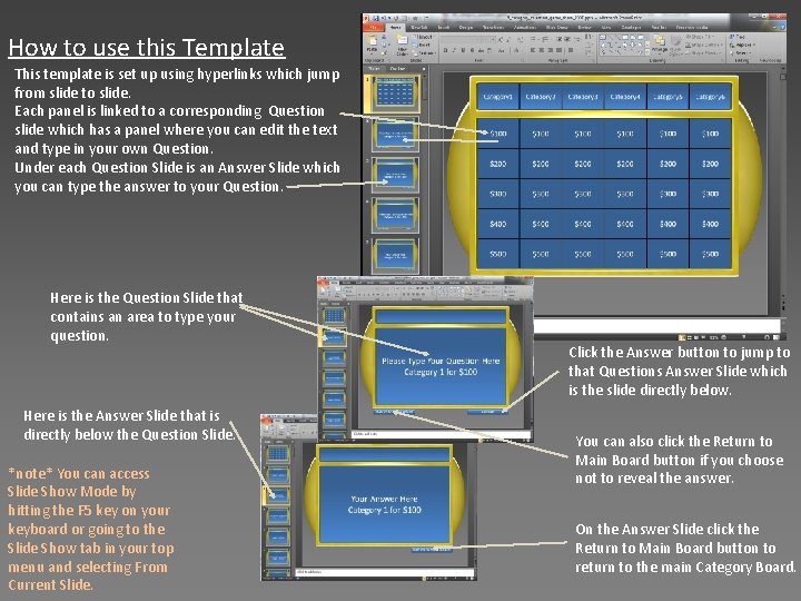 How to use this Template This template is set up using hyperlinks which jump