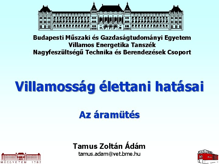 Budapesti Műszaki és Gazdaságtudományi Egyetem Villamos Energetika Tanszék Nagyfeszültségű Technika és Berendezések Csoport Villamosság