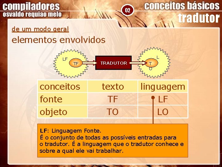 02 tradutor de um modo geral elementos envolvidos LF TF conceitos fonte objeto TRADUTOR