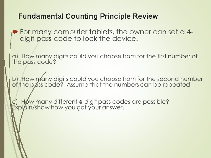Fundamental Counting Principle Review 