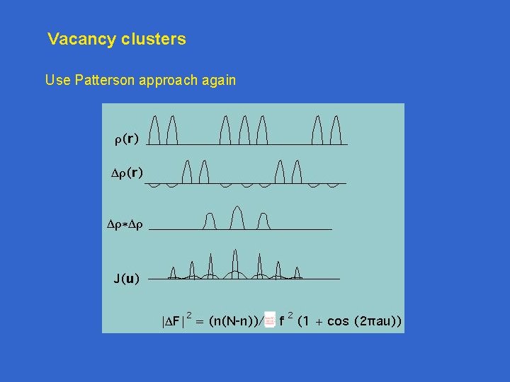 Vacancy clusters Use Patterson approach again Vacancy clusters Use Patterson approach again