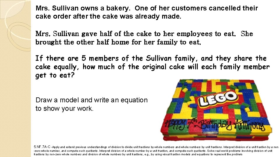 Mrs. Sullivan owns a bakery. One of her customers cancelled their cake order after