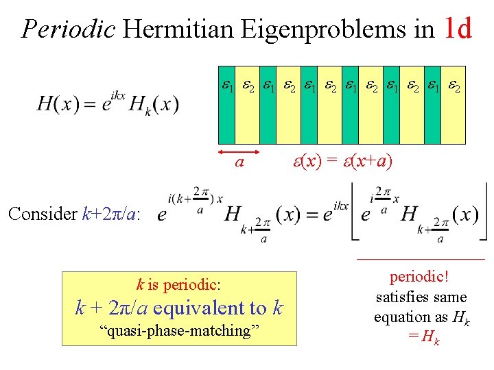 Periodic Hermitian Eigenproblems in 1 d e 1 e 2 e 1 e 2