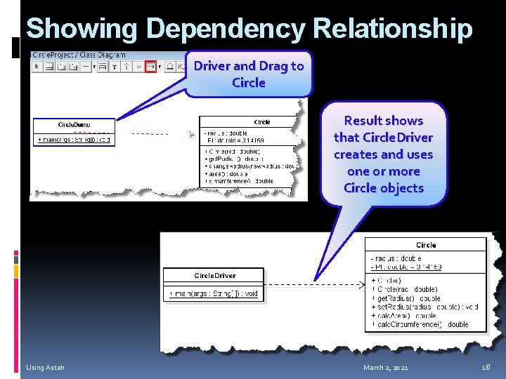 Showing Dependency Relationship Driver and Drag to Circle Result shows that Circle. Driver creates