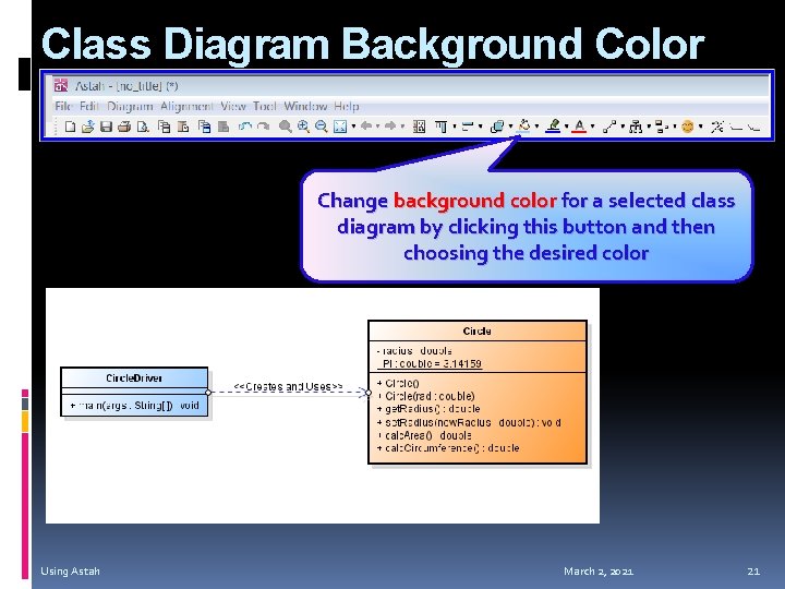 Class Diagram Background Color Change background color for a selected class diagram by clicking