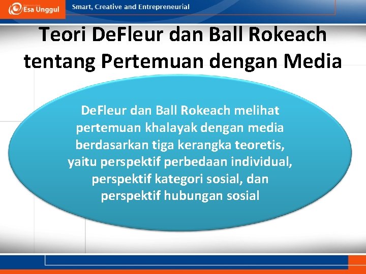 Teori De. Fleur dan Ball Rokeach tentang Pertemuan dengan Media De. Fleur dan Ball