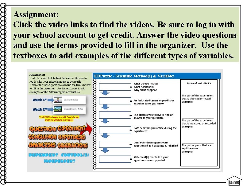 Assignment: Click the video links to find the videos. Be sure to log in