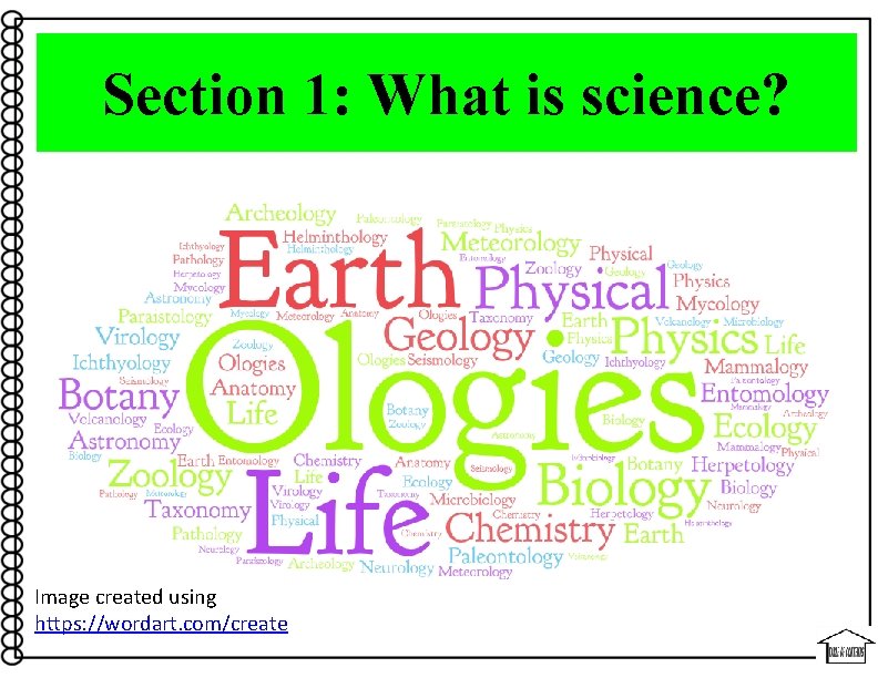 Section 1: What is science? Image created using https: //wordart. com/create 