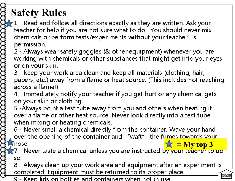 Safety Rules 1 - Read and follow all directions exactly as they are written.