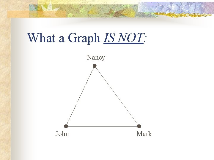 What a Graph IS NOT: Nancy John Mark 