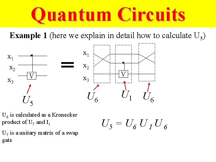 Quantum Circuits Example 1 (here we explain in detail how to calculate U 5)