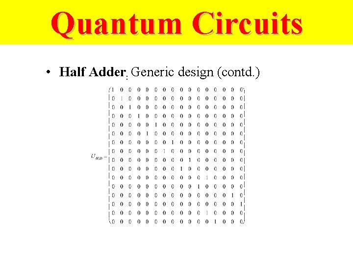 Quantum Circuits • Half Adder: Generic design (contd. ) 