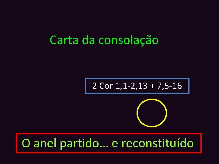 Carta da consolação 2 Cor 1, 1 -2, 13 + 7, 5 -16 O