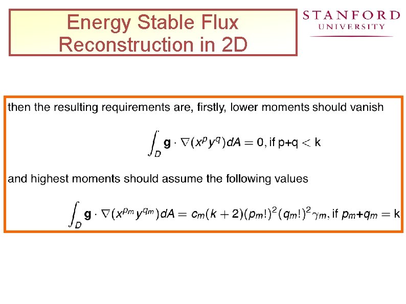 Energy Stable Flux Reconstruction in 2 D 