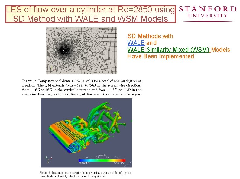 LES of flow over a cylinder at Re=2850 using SD Method with WALE and