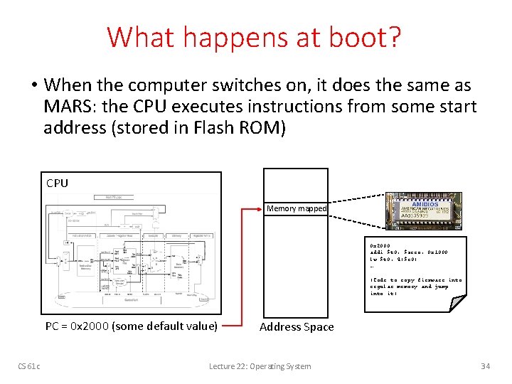 What happens at boot? • When the computer switches on, it does the same