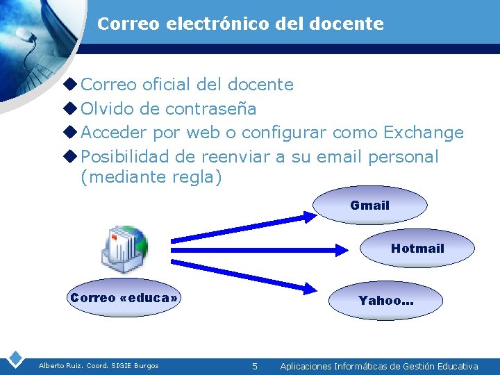 Correo electrónico del docente u Correo oficial del docente u Olvido de contraseña u