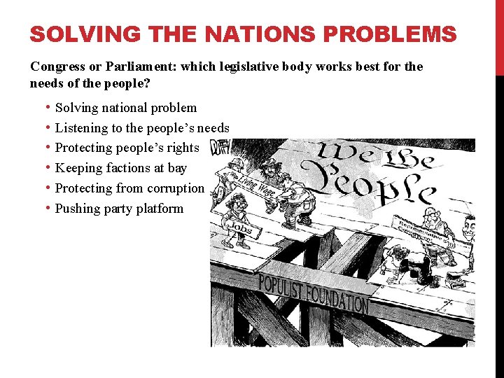 SOLVING THE NATIONS PROBLEMS Congress or Parliament: which legislative body works best for the