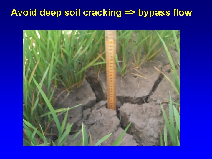 Avoid deep soil cracking => bypass flow 