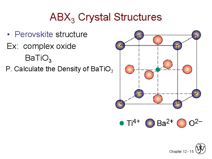 ABX 3 Crystal Structures • Perovskite structure Ex: complex oxide Ba. Ti. O 3