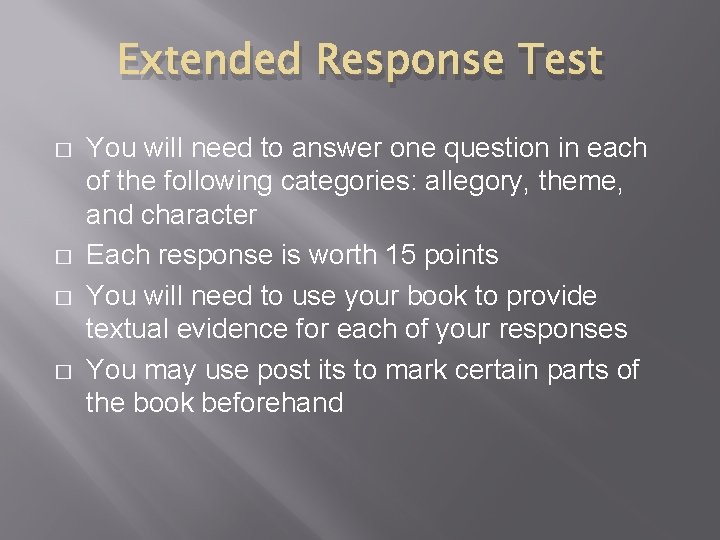 Extended Response Test � � You will need to answer one question in each