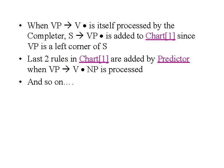  • When VP V is itself processed by the Completer, S VP is