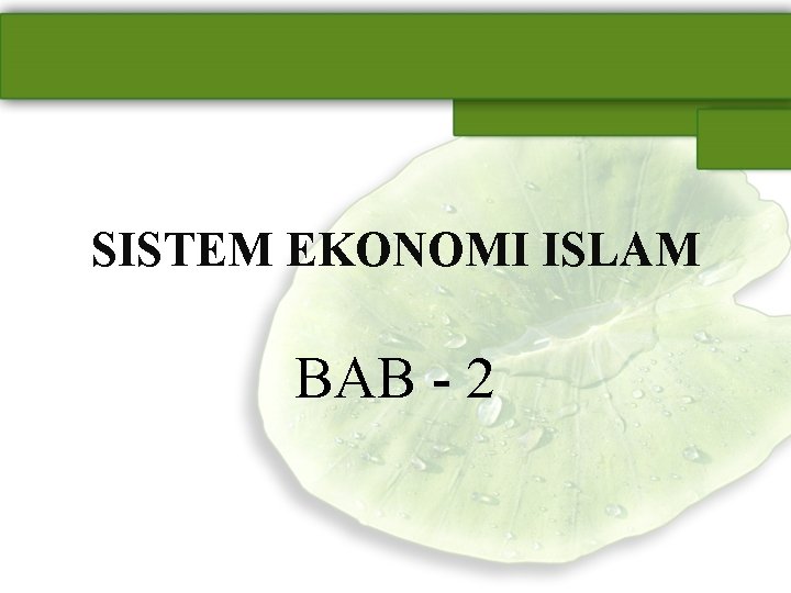 SISTEM EKONOMI ISLAM BAB - 2 