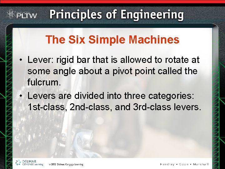The Six Simple Machines • Lever: rigid bar that is allowed to rotate at The Six Simple Machines • Lever: rigid bar that is allowed to rotate at