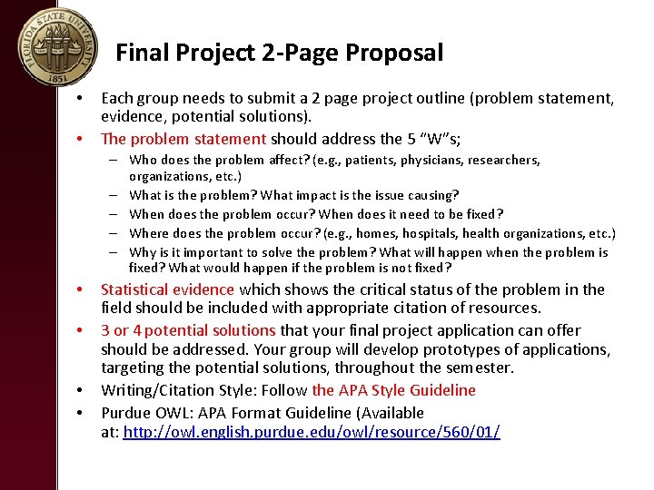 Final Project 2 -Page Proposal • • Each group needs to submit a 2