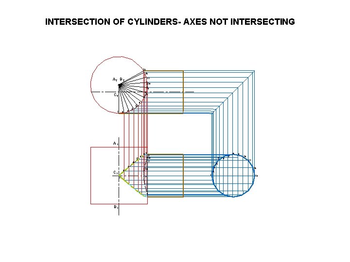 INTERSECTION OF CYLINDERS- AXES NOT INTERSECTING 13 12 11 AT BT 10 9 CT