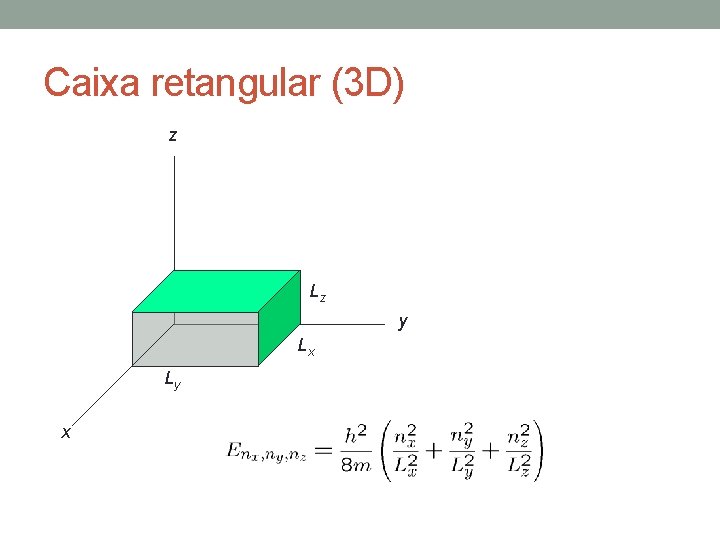 Caixa retangular (3 D) z Lz y Lx Ly x 