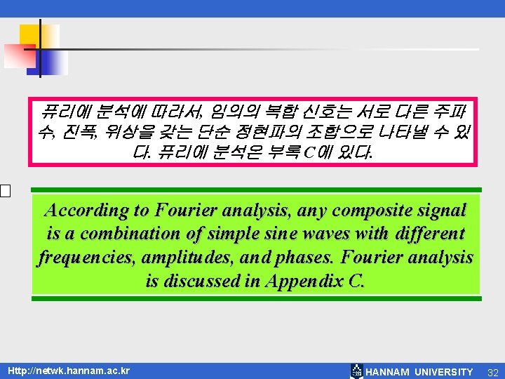 퓨리에 분석에 따라서, 임의의 복합 신호는 서로 다른 주파 수, 진폭, 위상을 갖는 단순