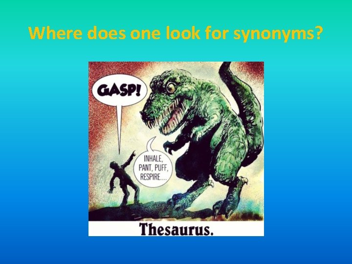 Where does one look for synonyms? Where does one look for synonyms?