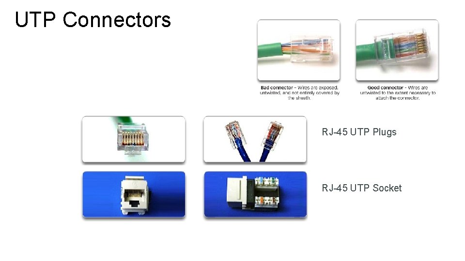 UTP Connectors RJ-45 UTP Plugs RJ-45 UTP Socket UTP Connectors RJ-45 UTP Plugs RJ-45 UTP Socket