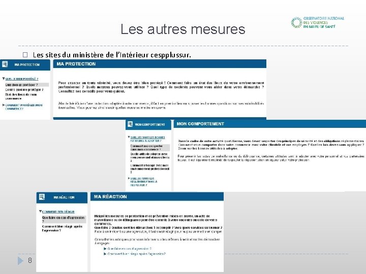 Les autres mesures � 8 Les sites du ministère de l’Intérieur cespplussur. 