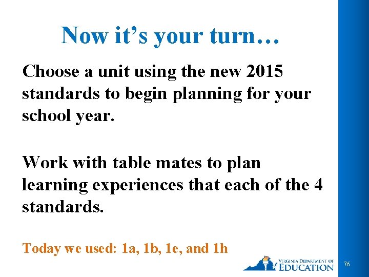Now it’s your turn… Choose a unit using the new 2015 standards to begin