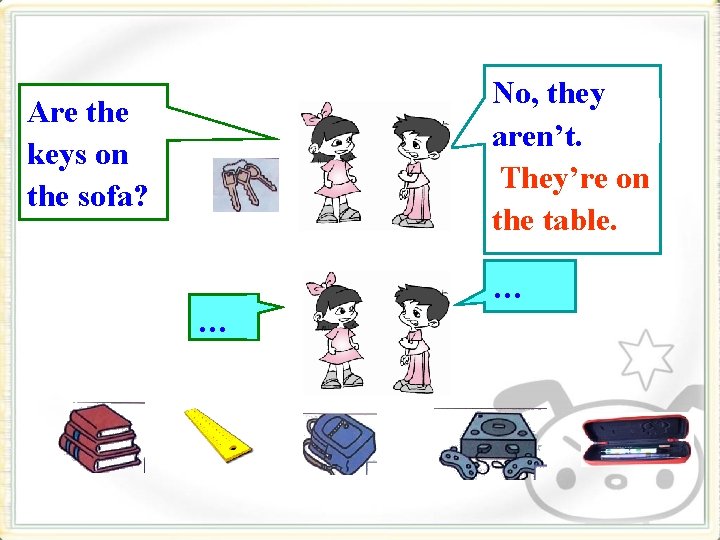 No, they aren’t. They’re on the table. Are the keys on the sofa? …