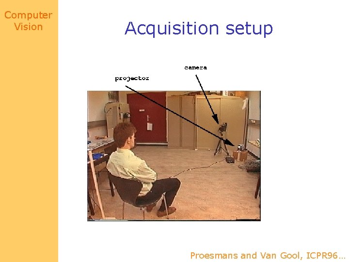 Computer Vision Acquisition setup Proesmans and Van Gool, ICPR 96… 
