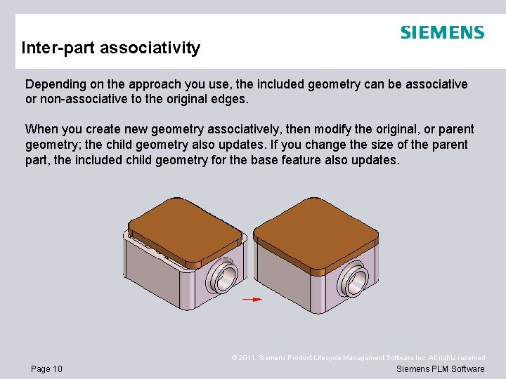 Inter-part associativity Depending on the approach you use, the included geometry can be associative