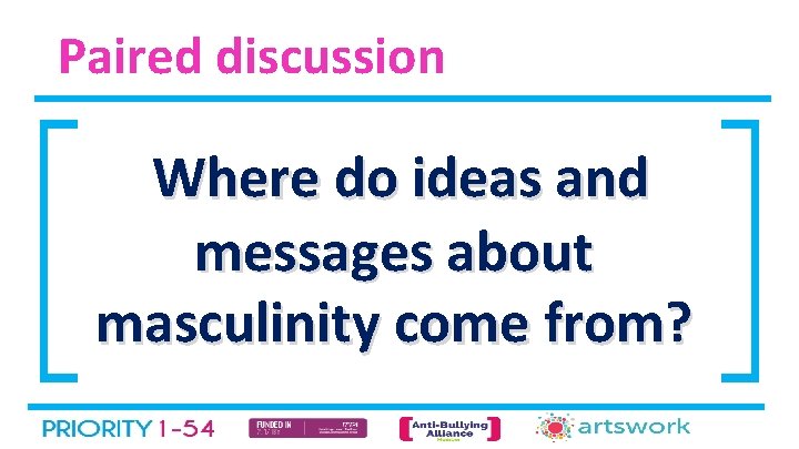 Paired discussion Where do ideas and messages about masculinity come from? 