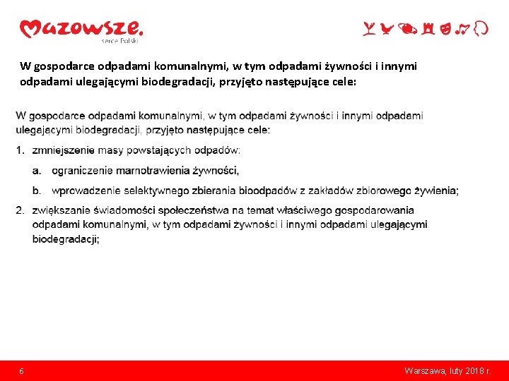 W gospodarce odpadami komunalnymi, w tym odpadami żywności i innymi odpadami ulegającymi biodegradacji, przyjęto