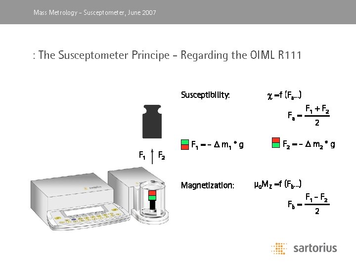 Mass Metrology, -April Susceptometer, 2003 June 2007 : The Susceptometer Principe - Regarding the