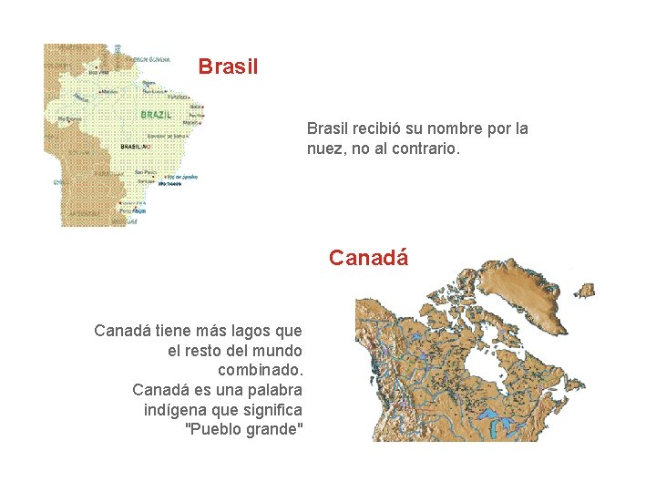 Brasil recibió su nombre por la nuez, no al contrario. Canadá tiene más lagos