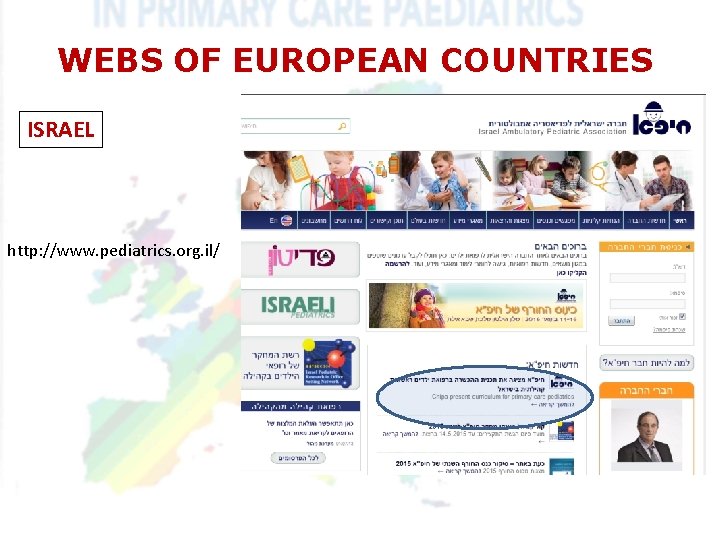 WEBS OF EUROPEAN COUNTRIES ISRAEL http: //www. pediatrics. org. il/ WEBS OF EUROPEAN COUNTRIES ISRAEL http: //www. pediatrics. org. il/
