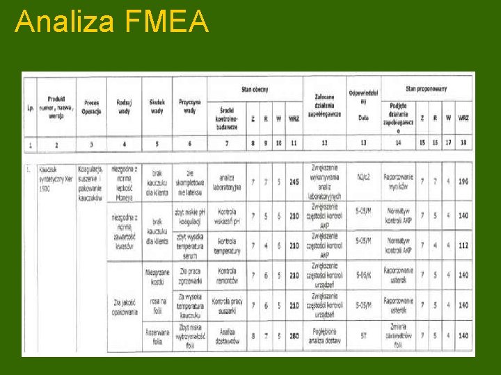 Analiza FMEA 