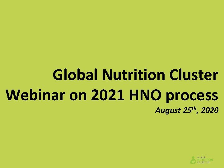 Global Nutrition Cluster Webinar on 2021 HNO process