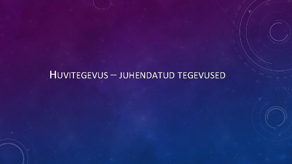 HUVITEGEVUS – JUHENDATUD TEGEVUSED 